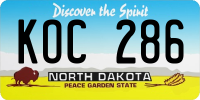 ND license plate KOC286
