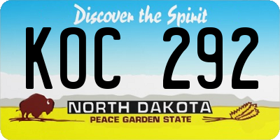 ND license plate KOC292