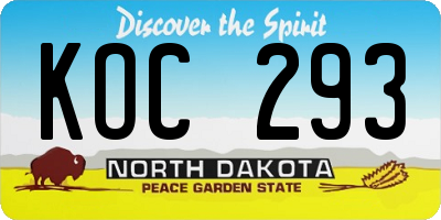 ND license plate KOC293