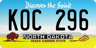 ND license plate KOC296