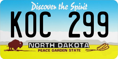 ND license plate KOC299