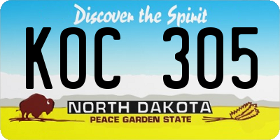 ND license plate KOC305