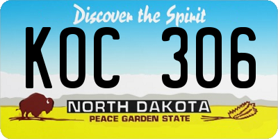 ND license plate KOC306