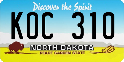 ND license plate KOC310