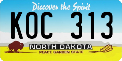 ND license plate KOC313