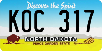 ND license plate KOC317