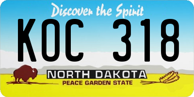 ND license plate KOC318