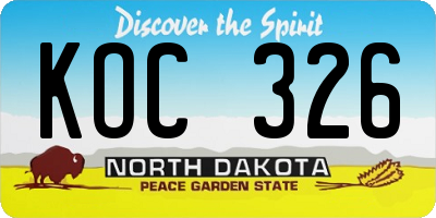 ND license plate KOC326