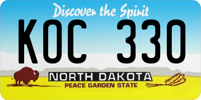 ND license plate KOC330