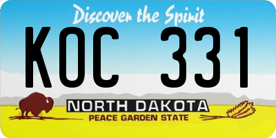 ND license plate KOC331
