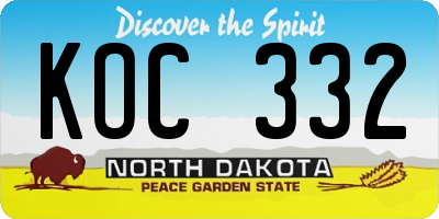 ND license plate KOC332