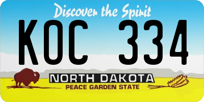 ND license plate KOC334
