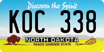 ND license plate KOC338