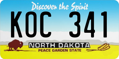 ND license plate KOC341