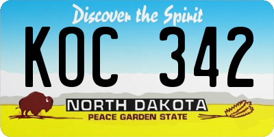 ND license plate KOC342