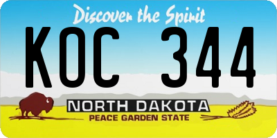 ND license plate KOC344
