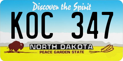 ND license plate KOC347