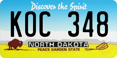 ND license plate KOC348