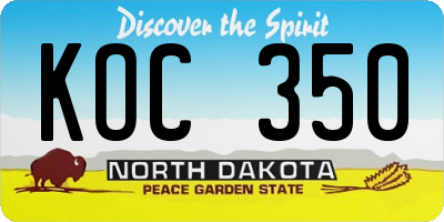 ND license plate KOC350