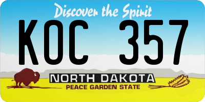 ND license plate KOC357
