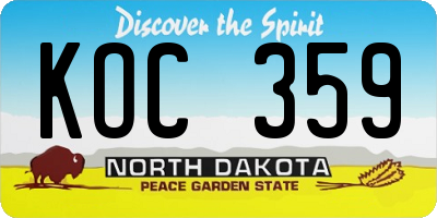 ND license plate KOC359