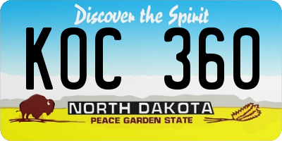 ND license plate KOC360