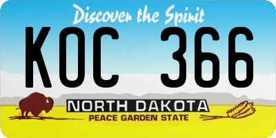 ND license plate KOC366