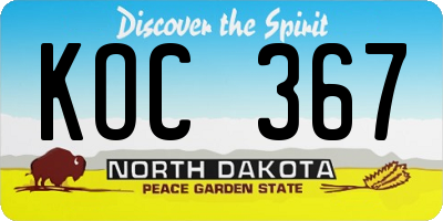 ND license plate KOC367