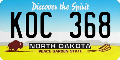 ND license plate KOC368
