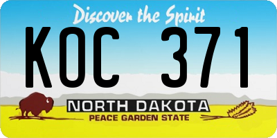 ND license plate KOC371