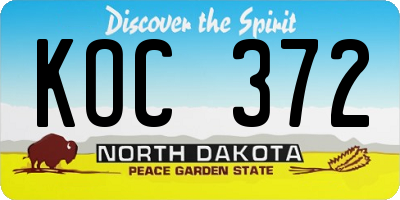 ND license plate KOC372