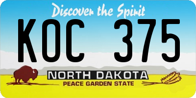 ND license plate KOC375