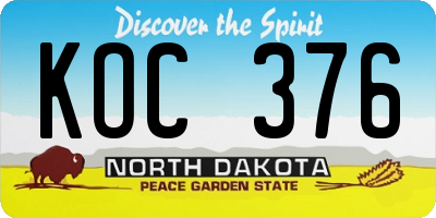 ND license plate KOC376