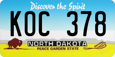 ND license plate KOC378