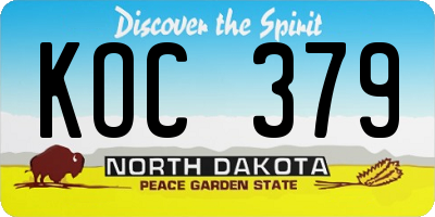 ND license plate KOC379