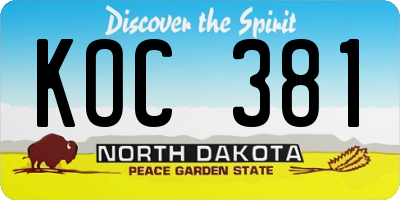 ND license plate KOC381