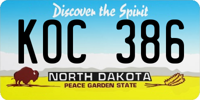 ND license plate KOC386