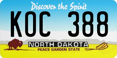 ND license plate KOC388