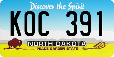 ND license plate KOC391