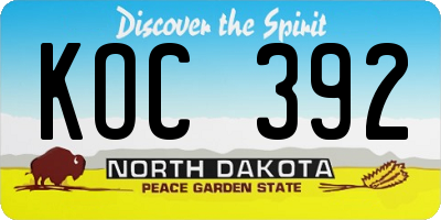 ND license plate KOC392