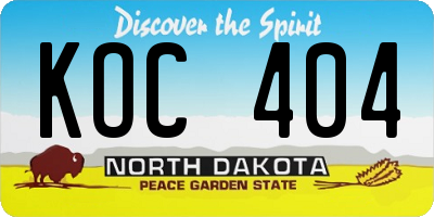ND license plate KOC404