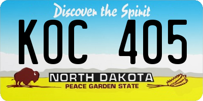 ND license plate KOC405