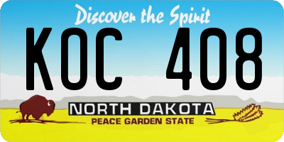 ND license plate KOC408