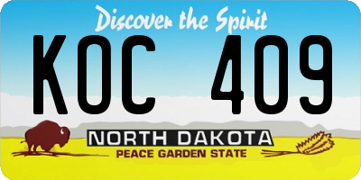 ND license plate KOC409