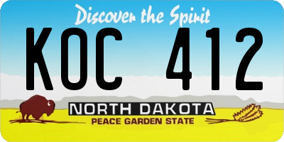 ND license plate KOC412