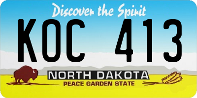 ND license plate KOC413