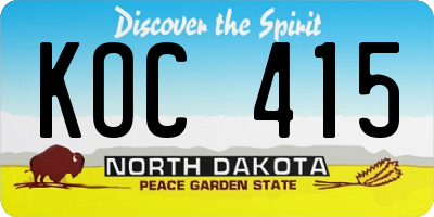 ND license plate KOC415