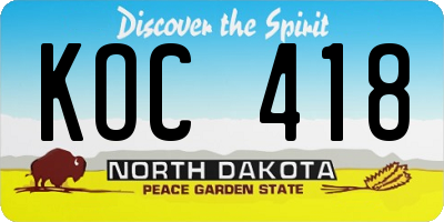 ND license plate KOC418