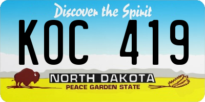 ND license plate KOC419