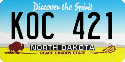 ND license plate KOC421